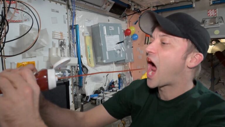 eating ketchup in space